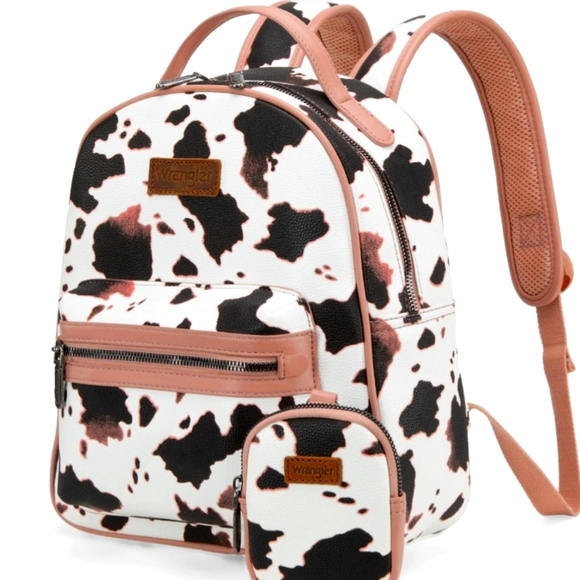 Wrangler Cow Print Backpack With Coin Pouch - Pink - Picture 5 of 7